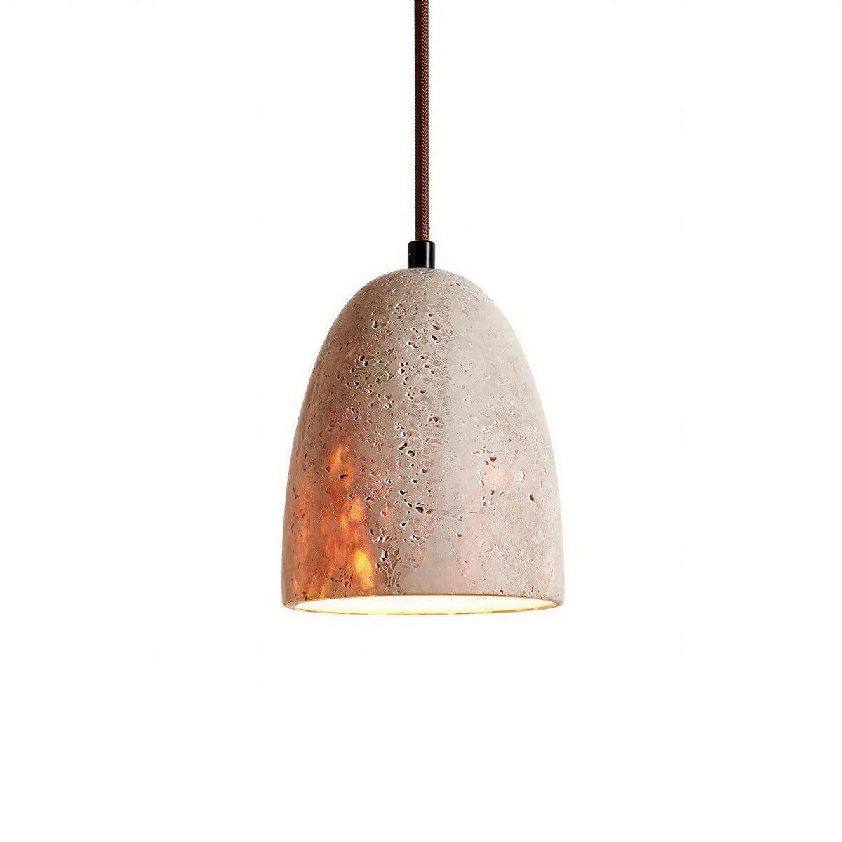 Stone Pendant Light Fitting With Warm Stoney Glow