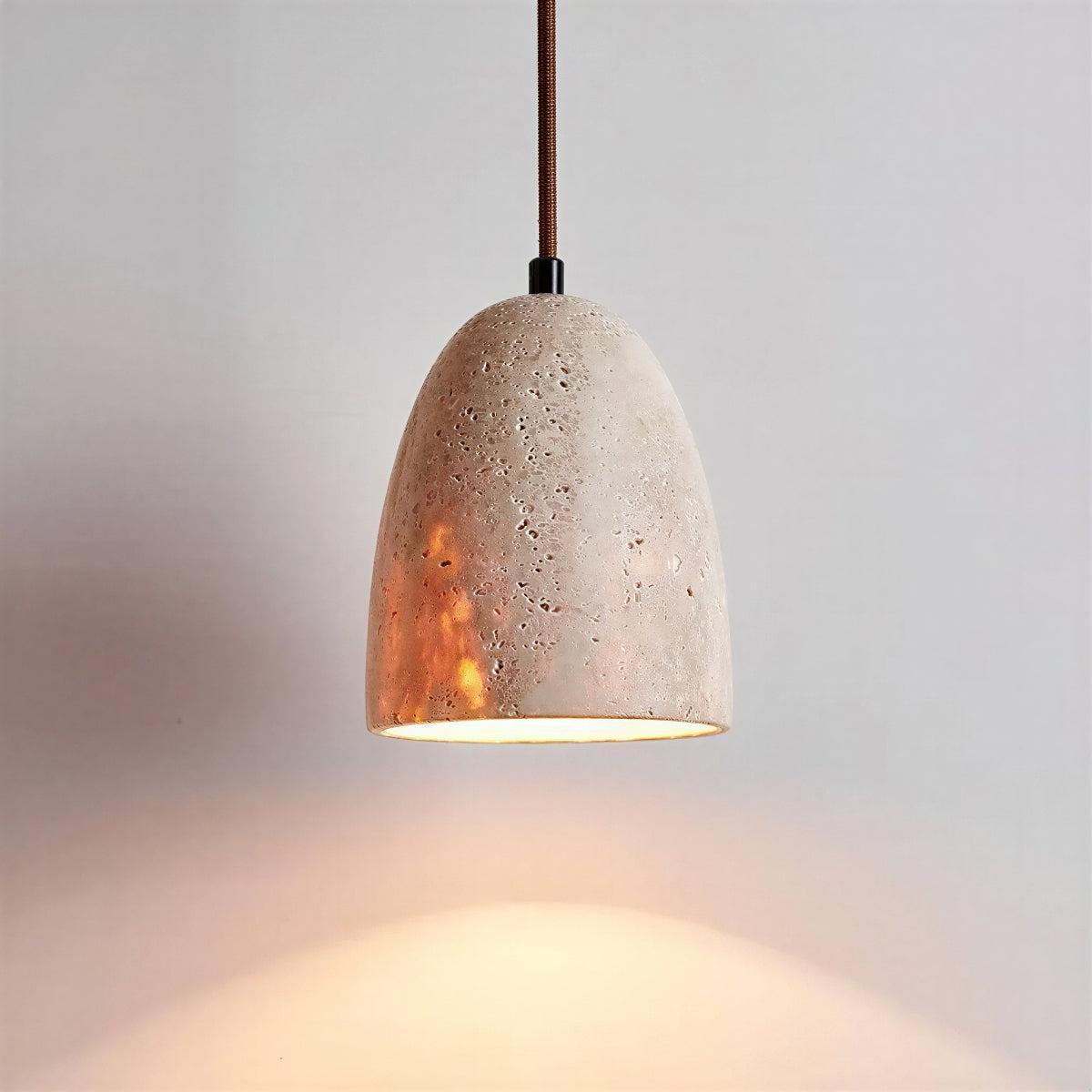 Stone Pendant Light Fitting With Warm Stoney Glow