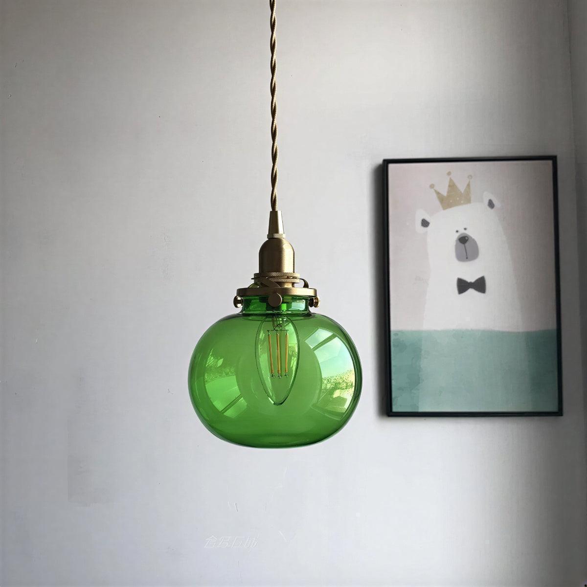 Vintage Retro Glass Globe Pendant Ceiling Light With Antique Style