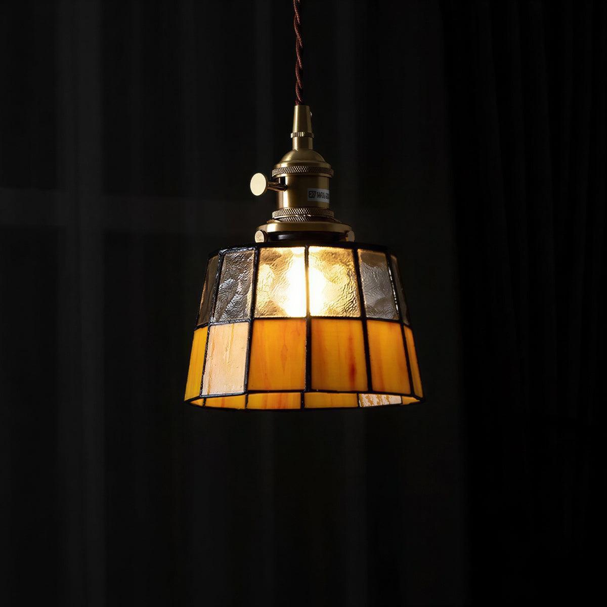 Vintage Stained Glass Pendant Light