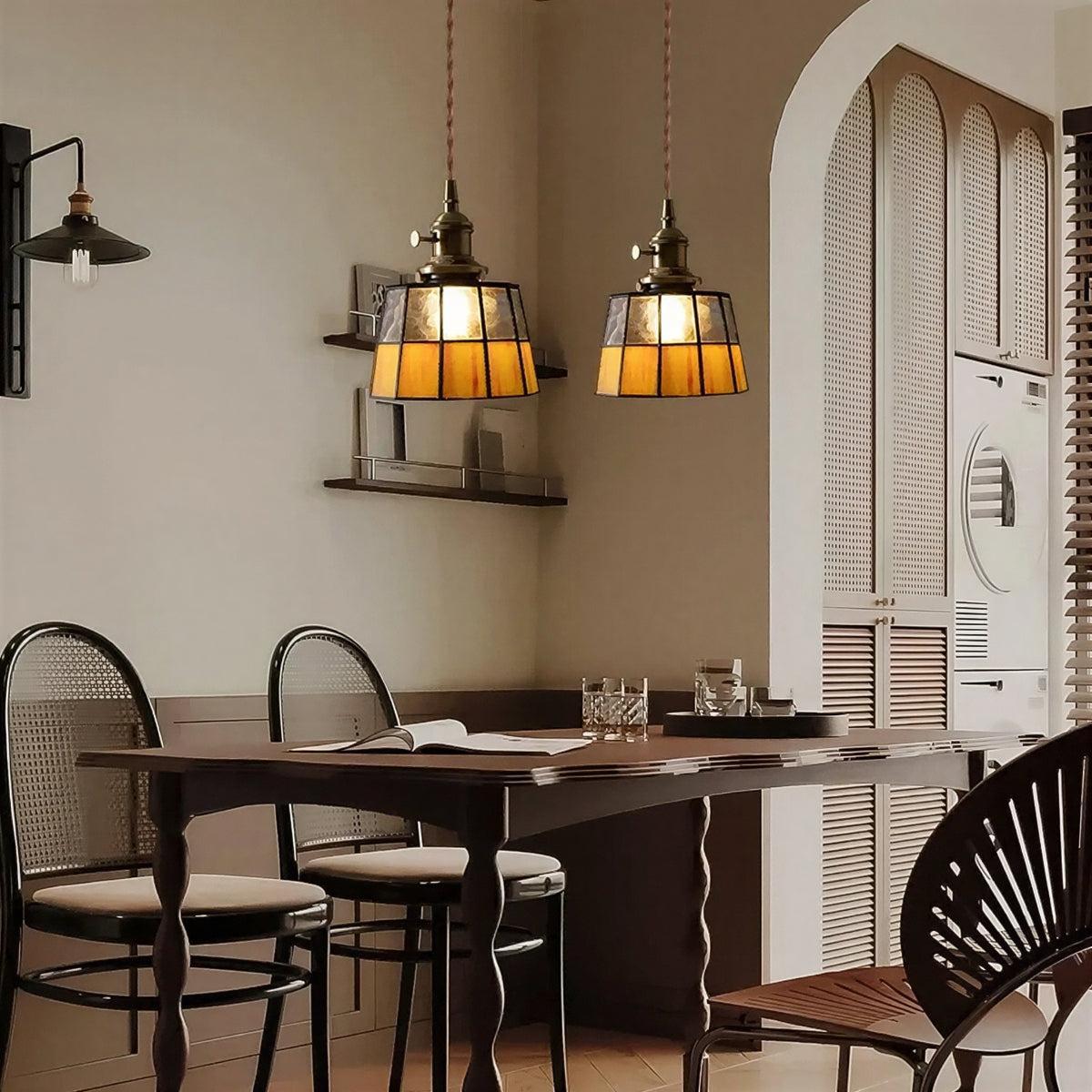 Vintage Stained Glass Pendant Light