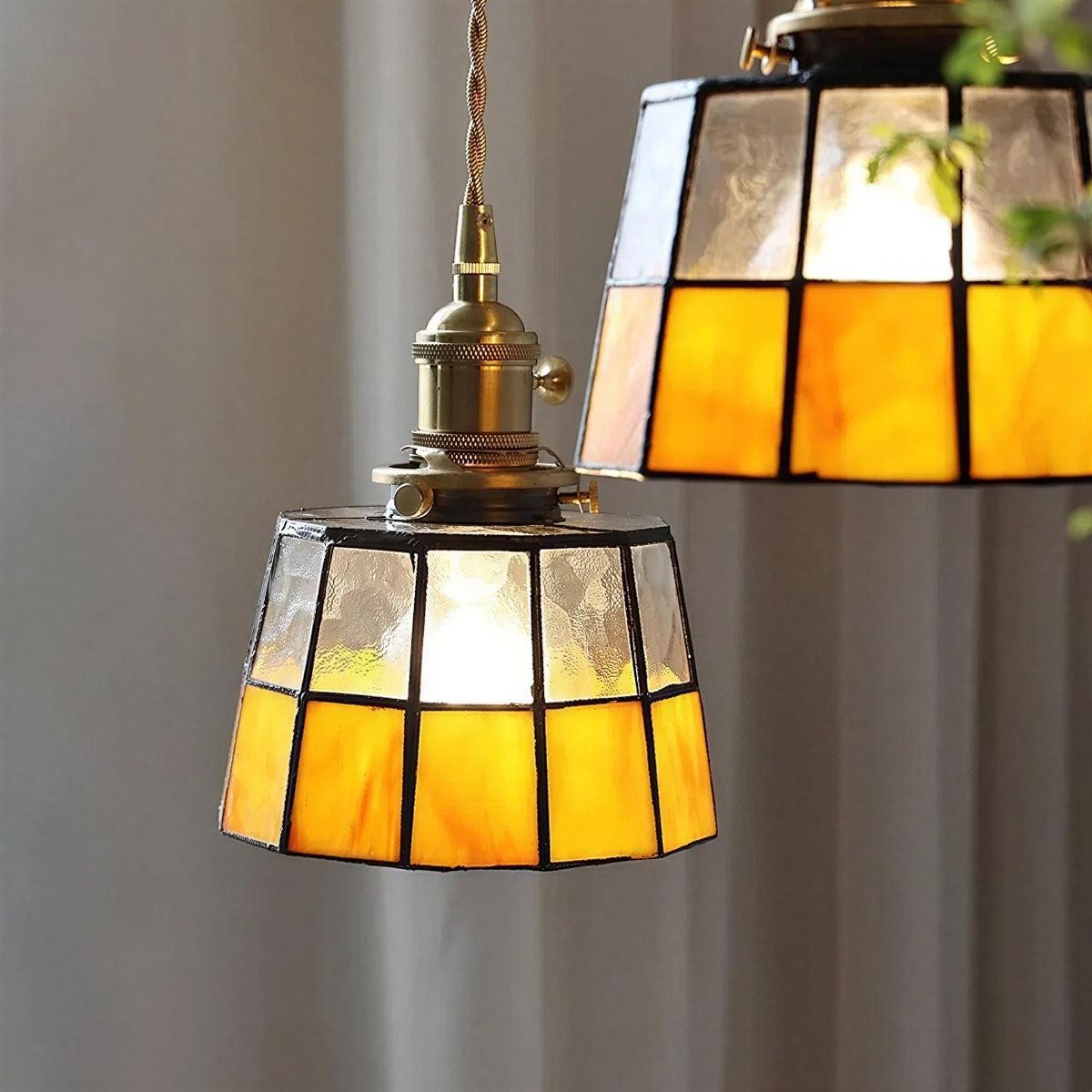 Vintage Stained Glass Pendant Light