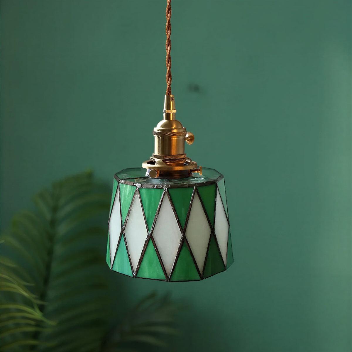 Vintage Stained Glass Pendant Light
