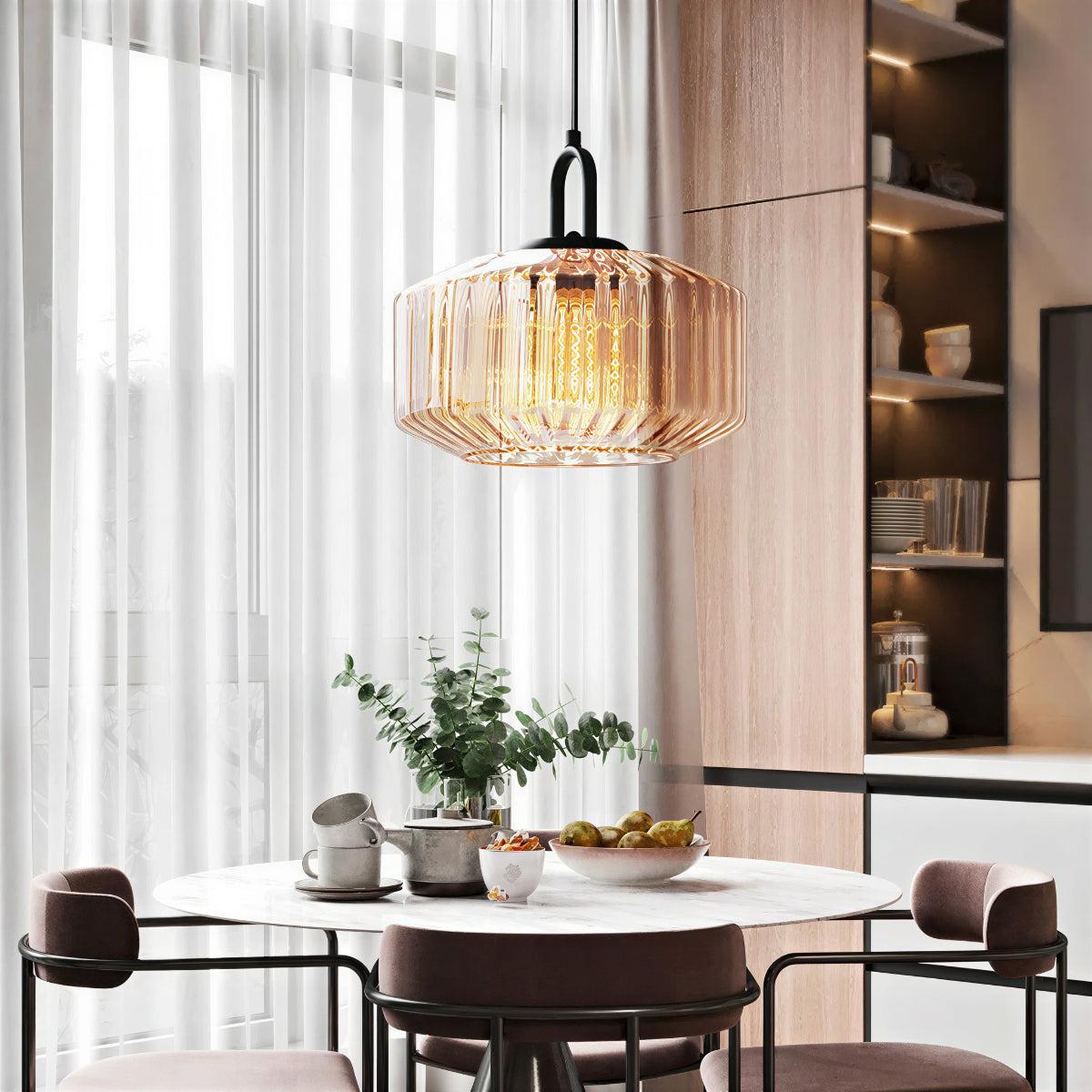 Vintage Striped Glass Pendant Light Ceiling Light Fixture