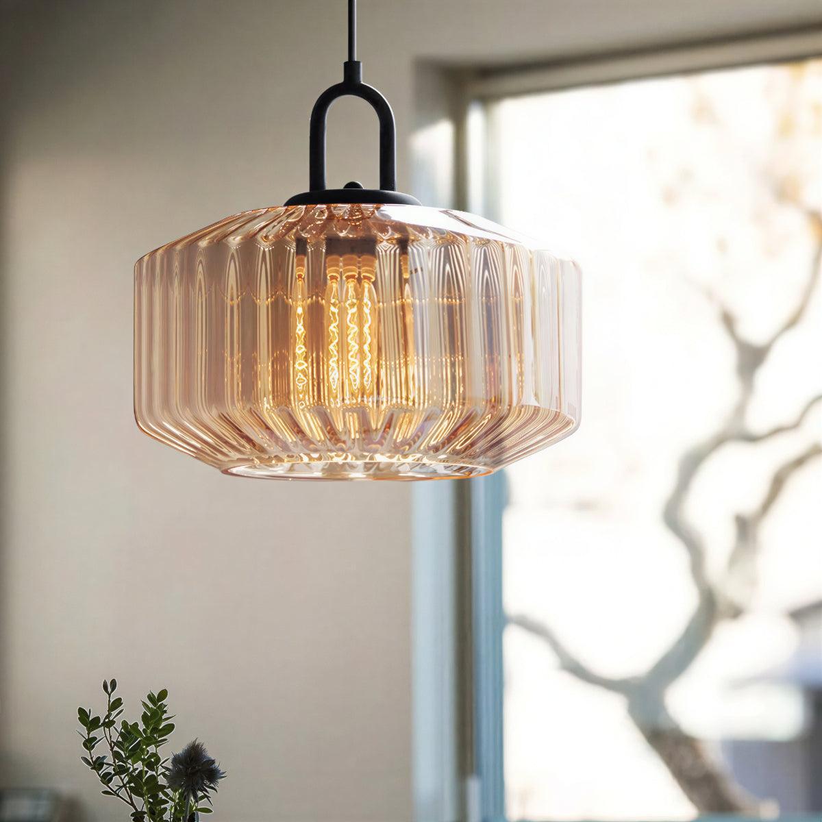 Vintage Striped Glass Pendant Light Ceiling Light Fixture