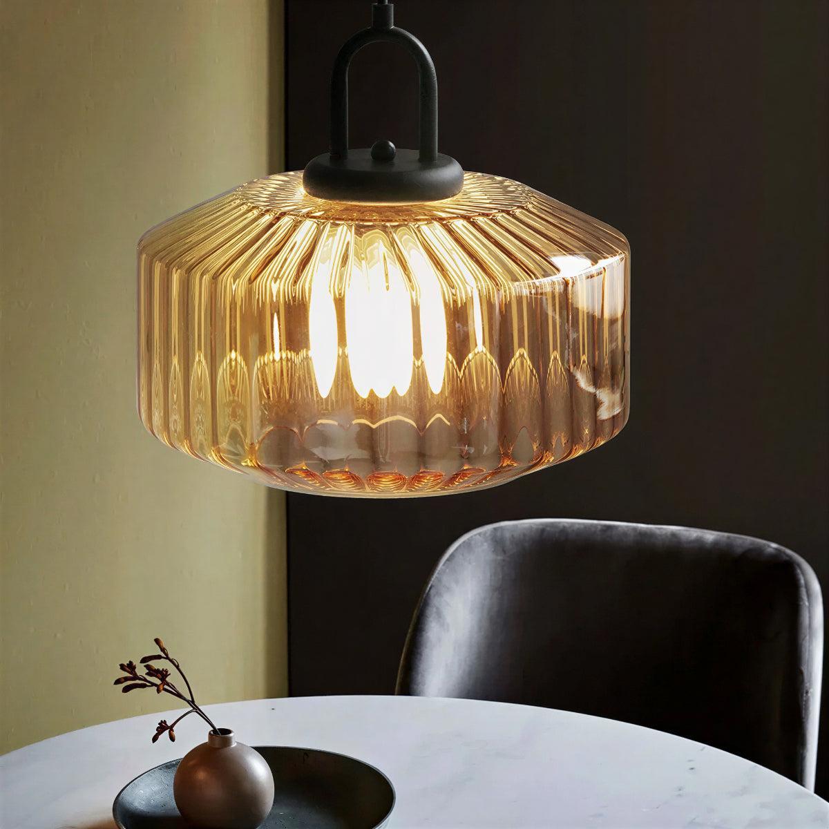Vintage Striped Glass Pendant Light Ceiling Light Fixture