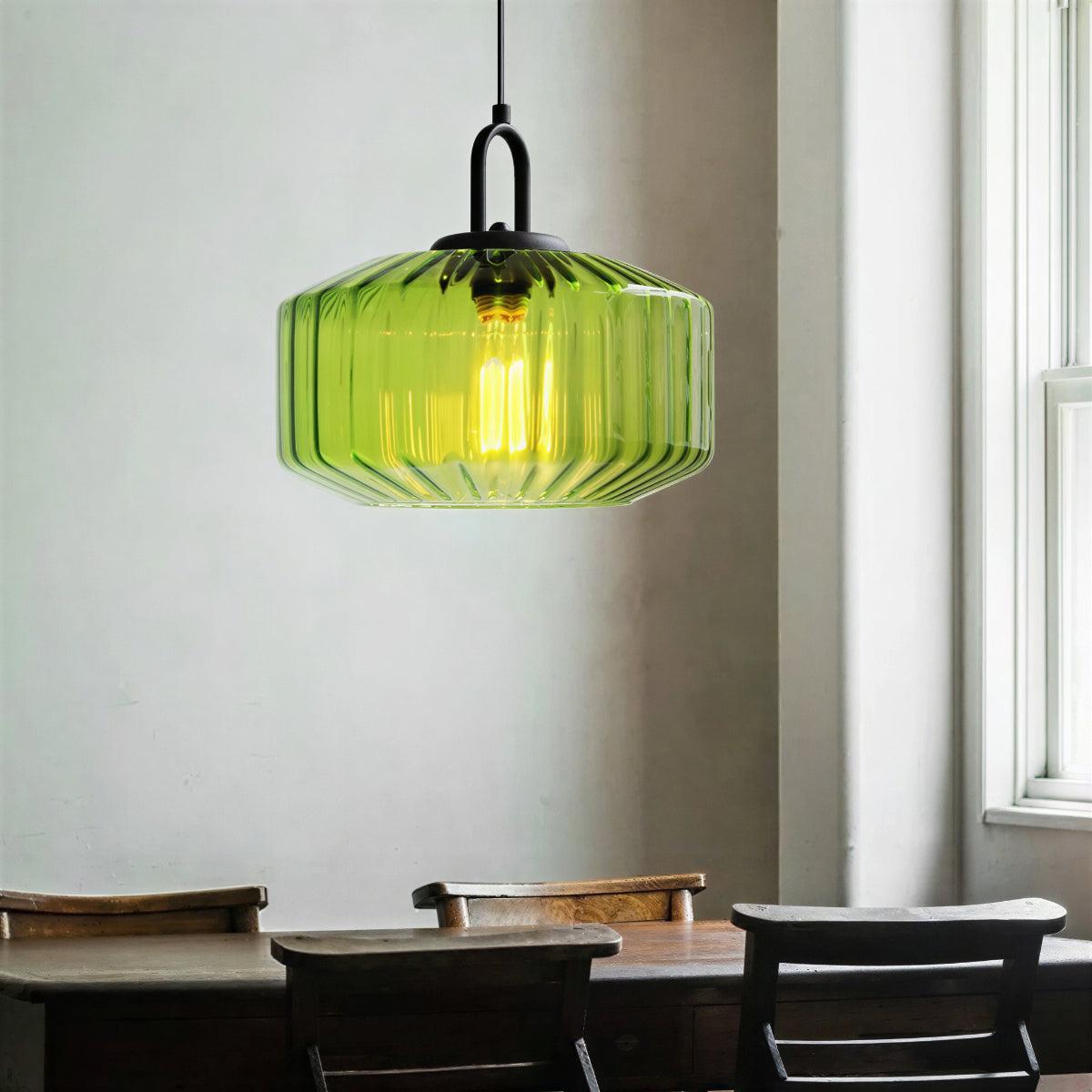 Vintage Striped Glass Pendant Light Ceiling Light Fixture