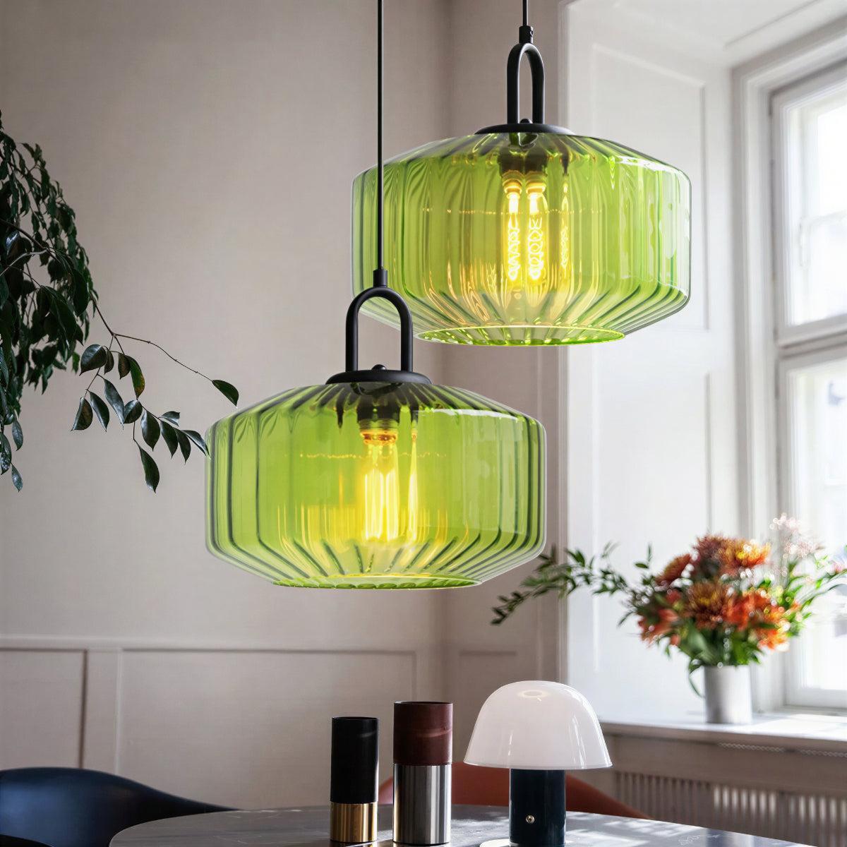Vintage Striped Glass Pendant Light Ceiling Light Fixture