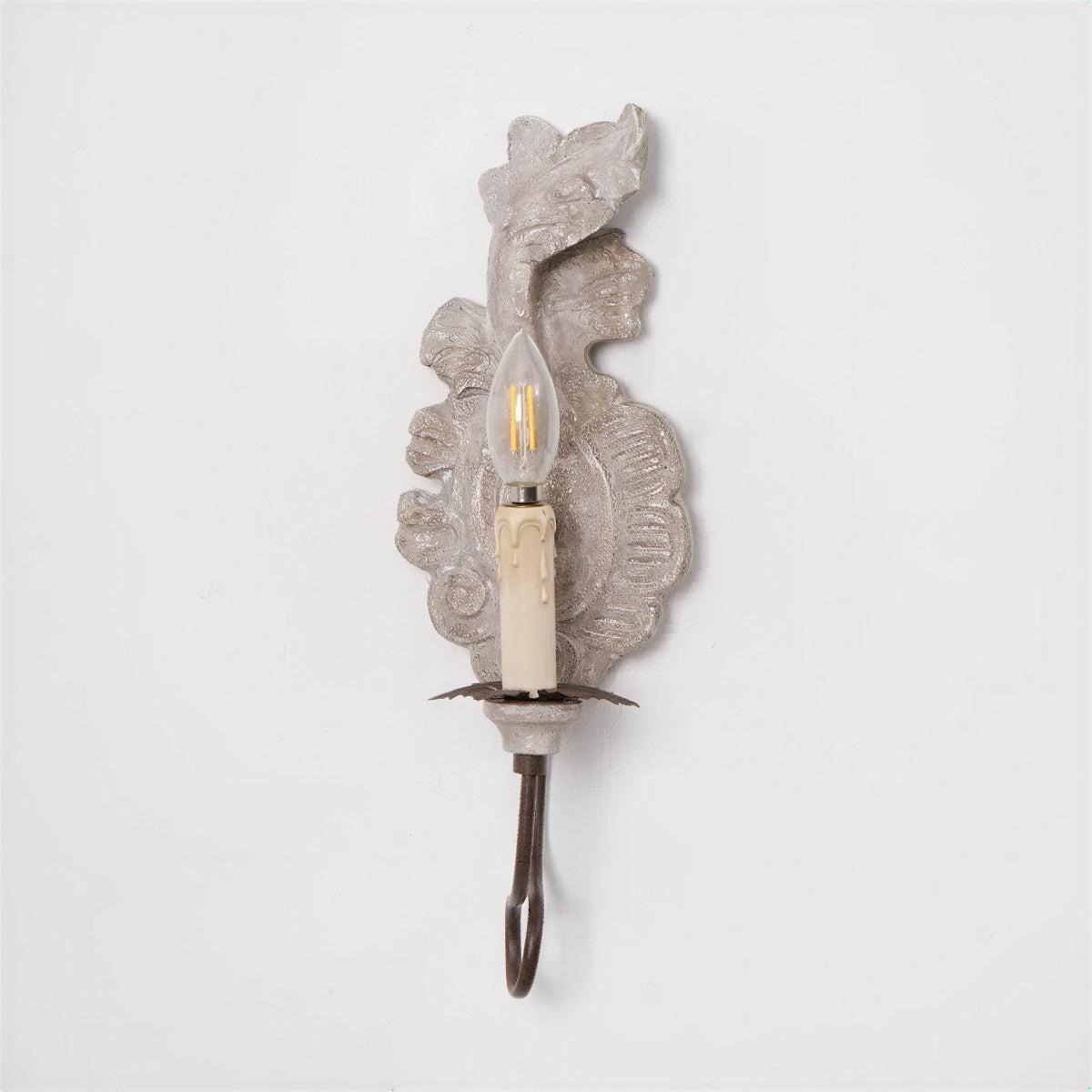 Vintage Wall Light Featuring Classical French Style Ornate Candle Sconce