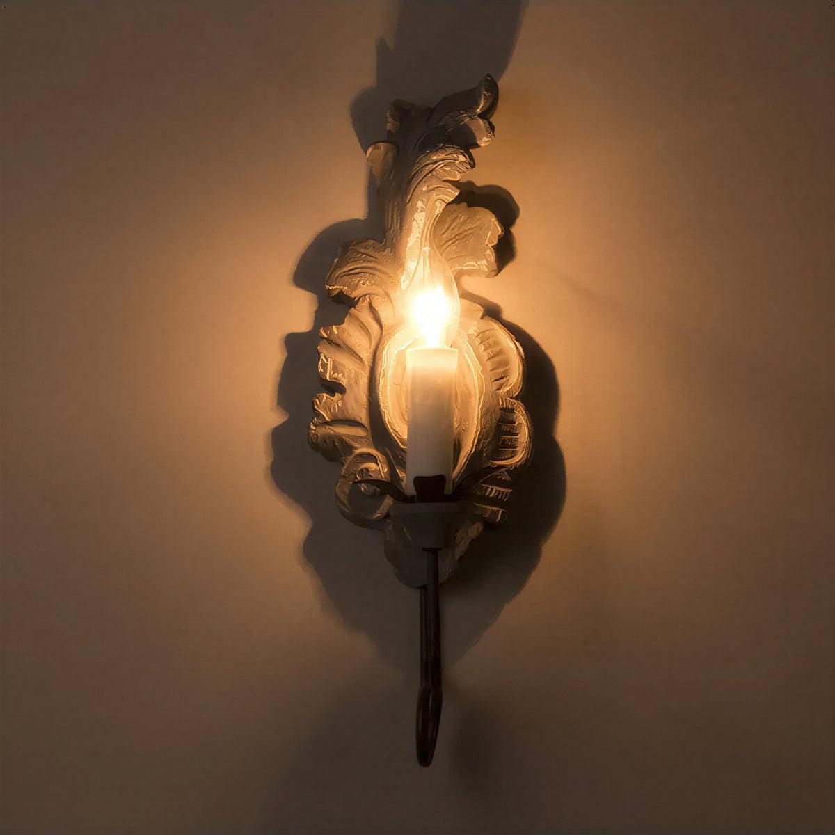 Vintage Wall Light Featuring Classical French Style Ornate Candle Sconce