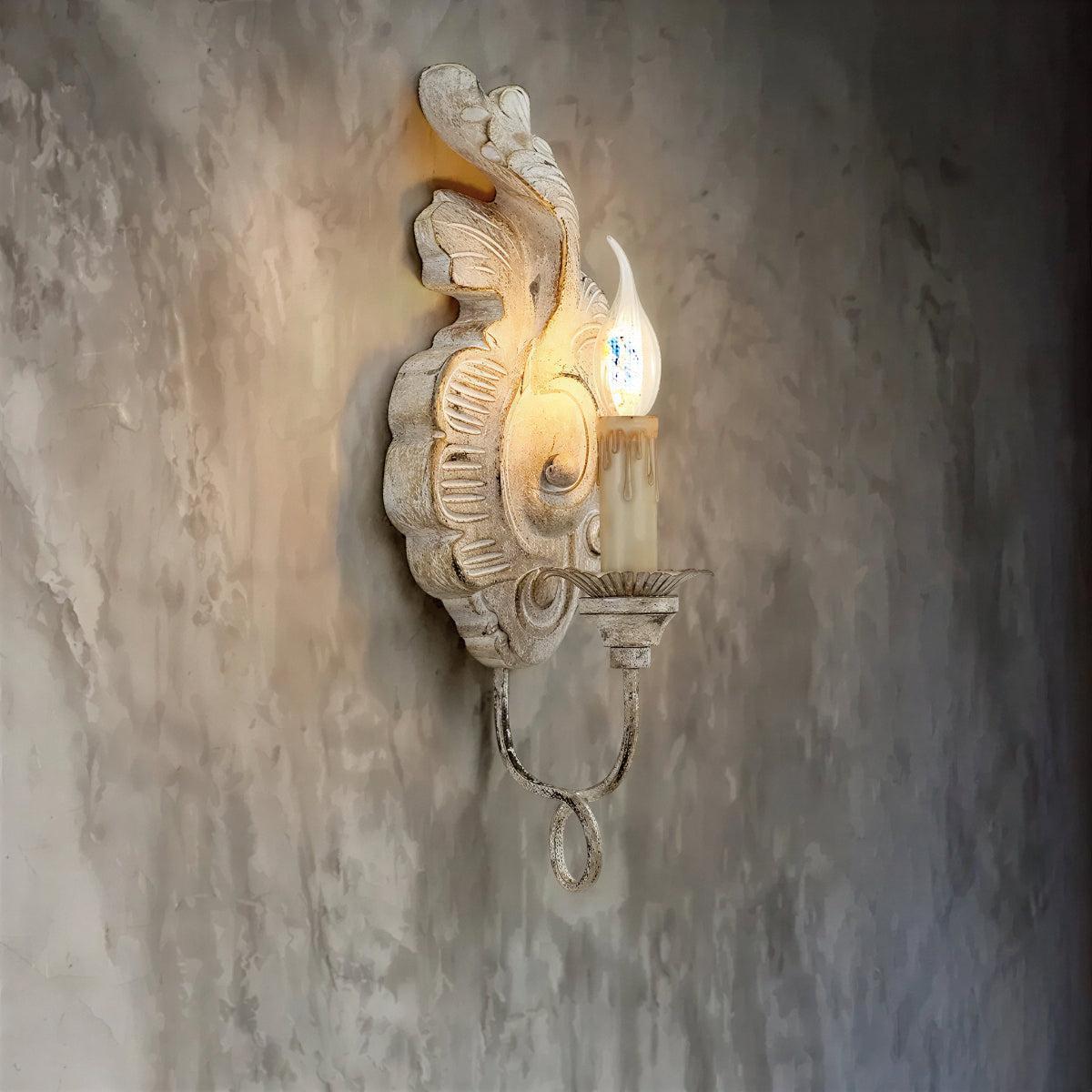 Vintage Wall Light Featuring Classical French Style Ornate Candle Sconce