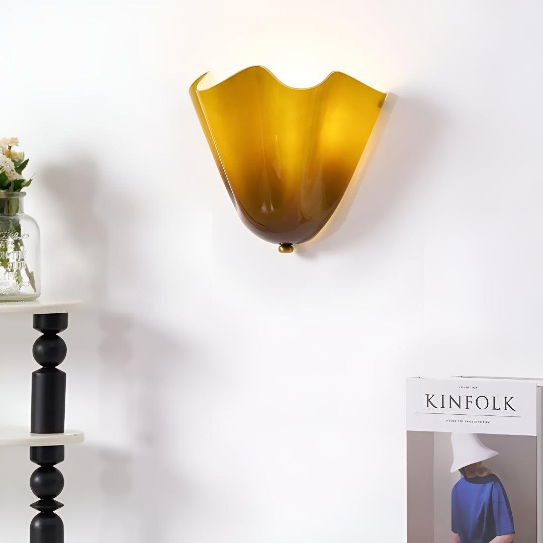 Wall Lamp with Elegant Petal Curved Glass Style