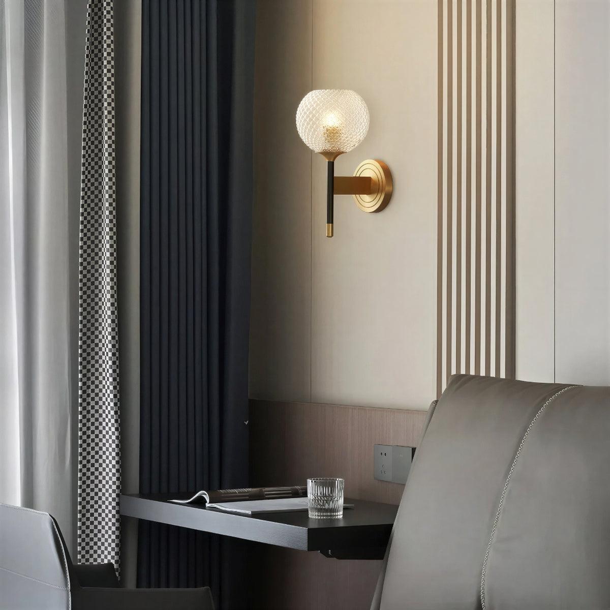 Wall Light Sconce With Textured Glass Globe