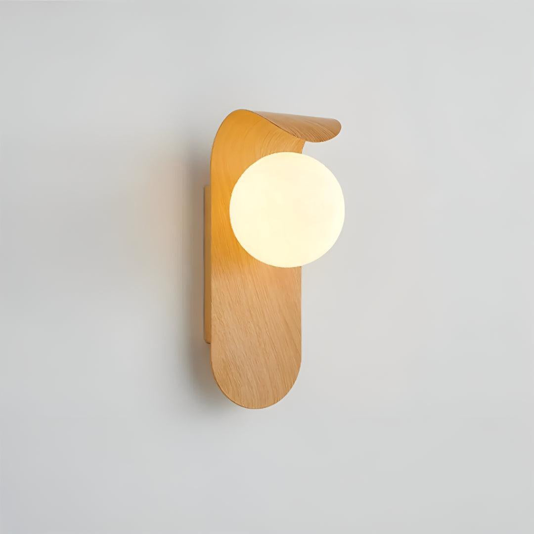 Wall Sconce Light With Modern Globe Design and Wooden Frame