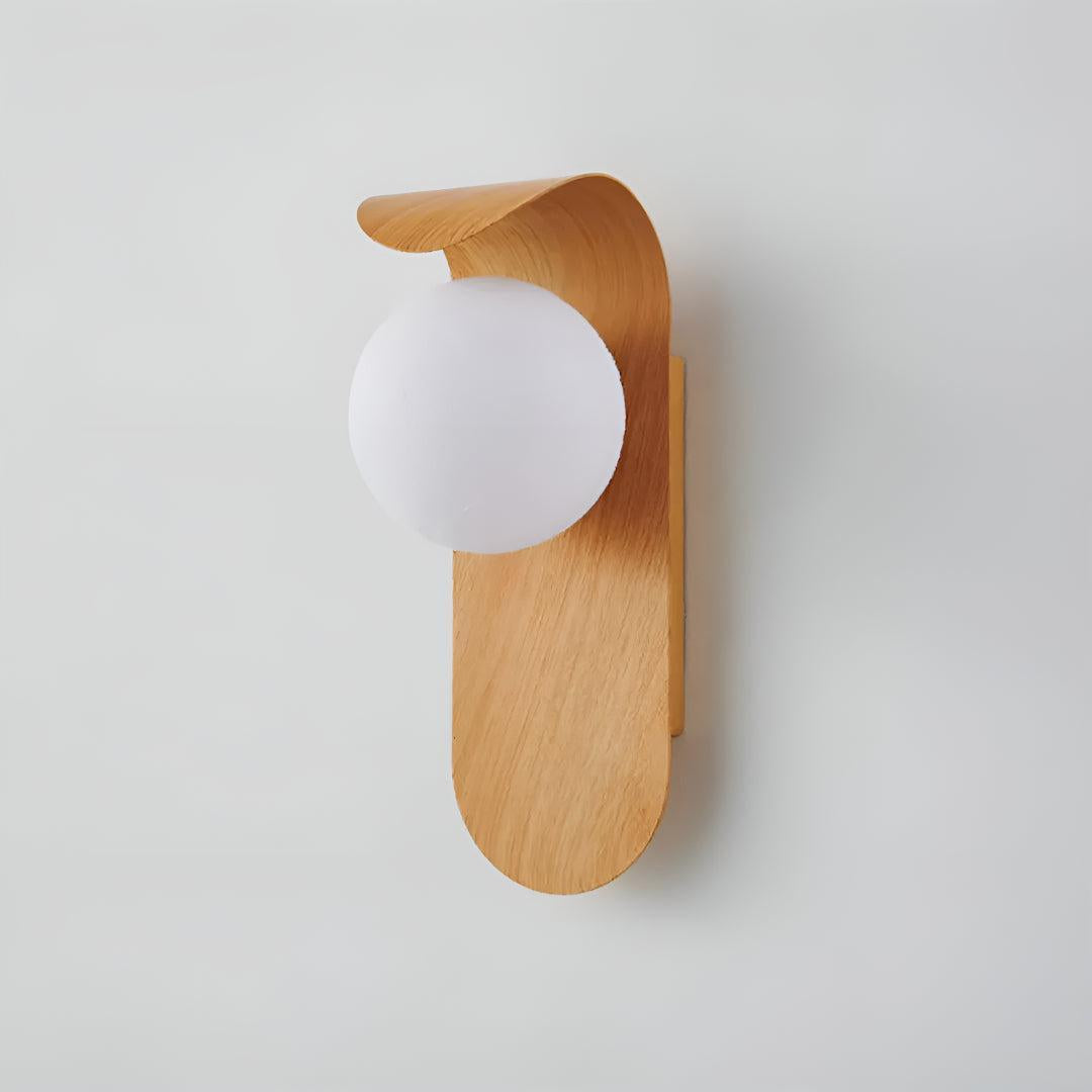 Wall Sconce Light With Modern Globe Design and Wooden Frame