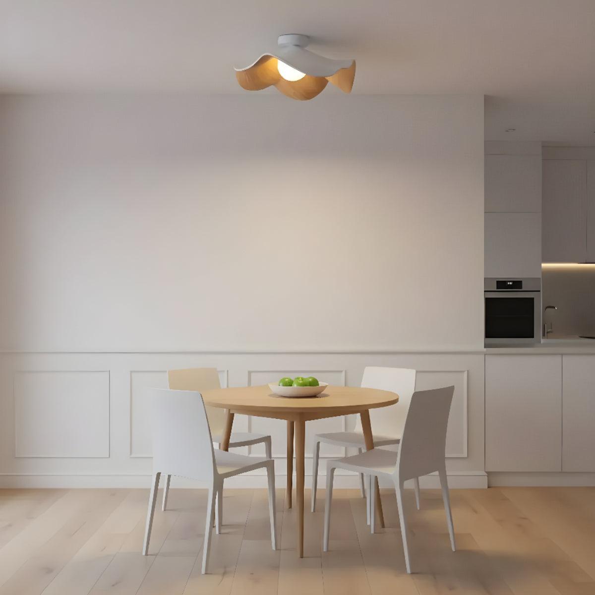 Wooden Casia Flush Ceiling Light With Modern Design