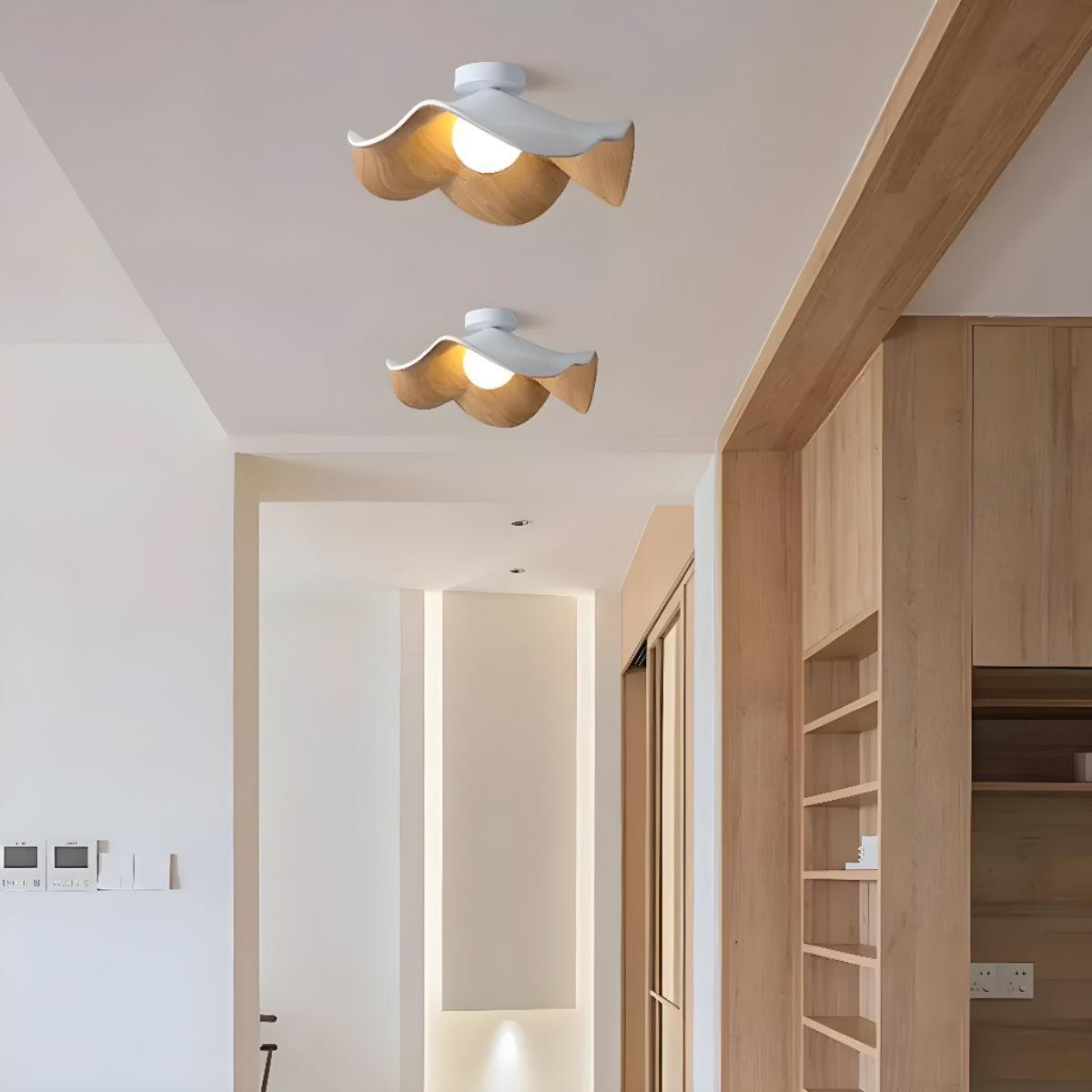 Wooden Casia Flush Ceiling Light With Modern Design