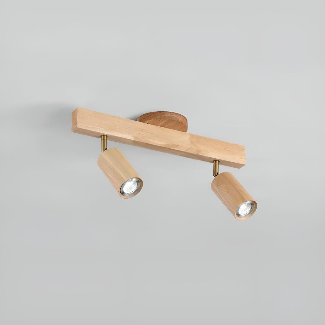 Wooden Track Ceiling Light with Adjustable Spotlights