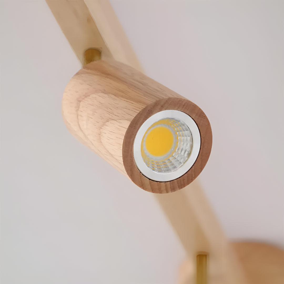 Wooden Track Ceiling Light with Adjustable Spotlights