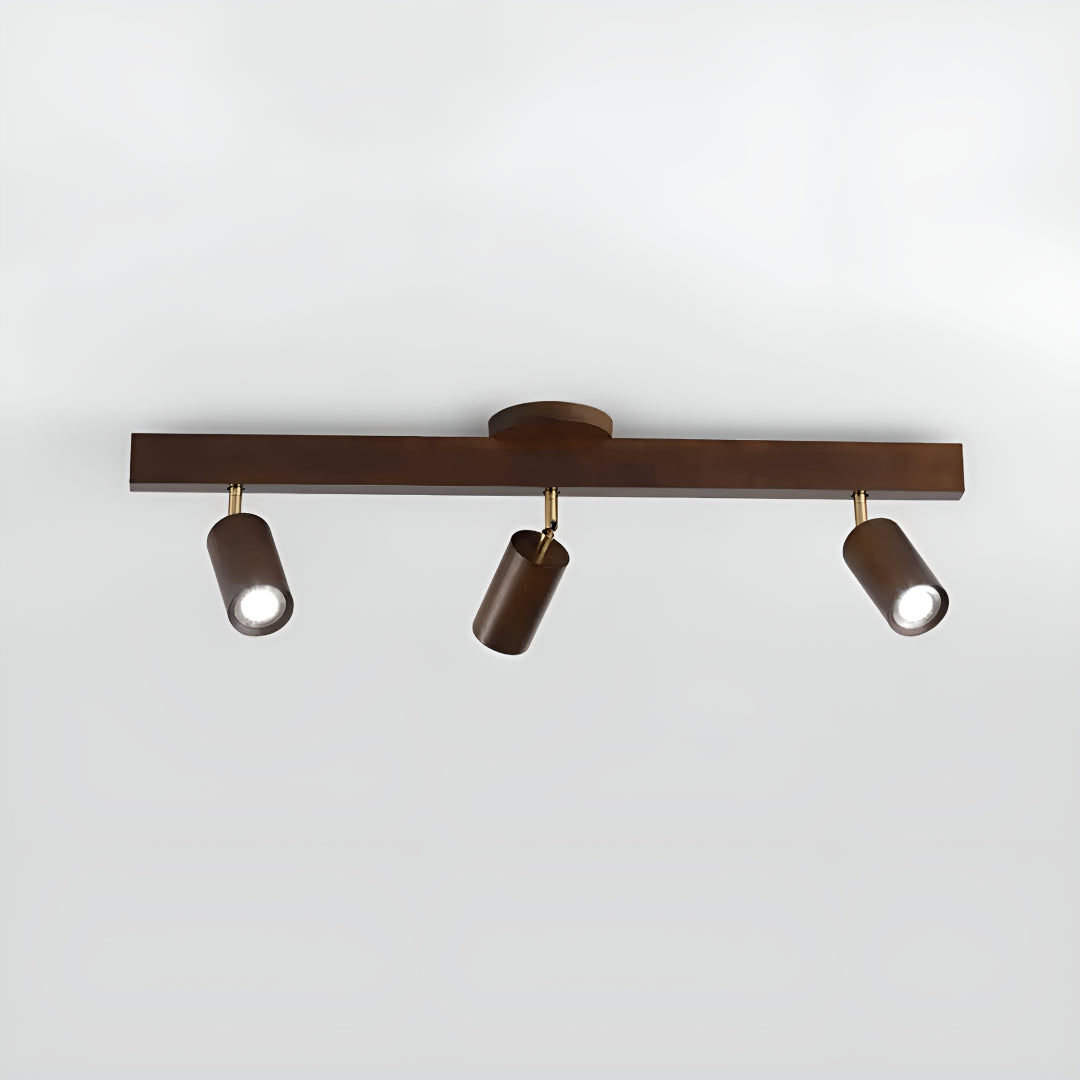 Wooden Track Ceiling Light with Adjustable Spotlights