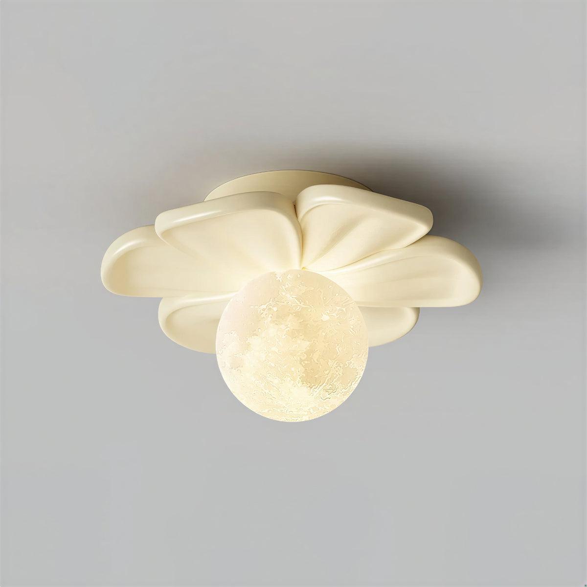 Art Deco Flower Ceiling Light With Floral Flush Mount Fitting
