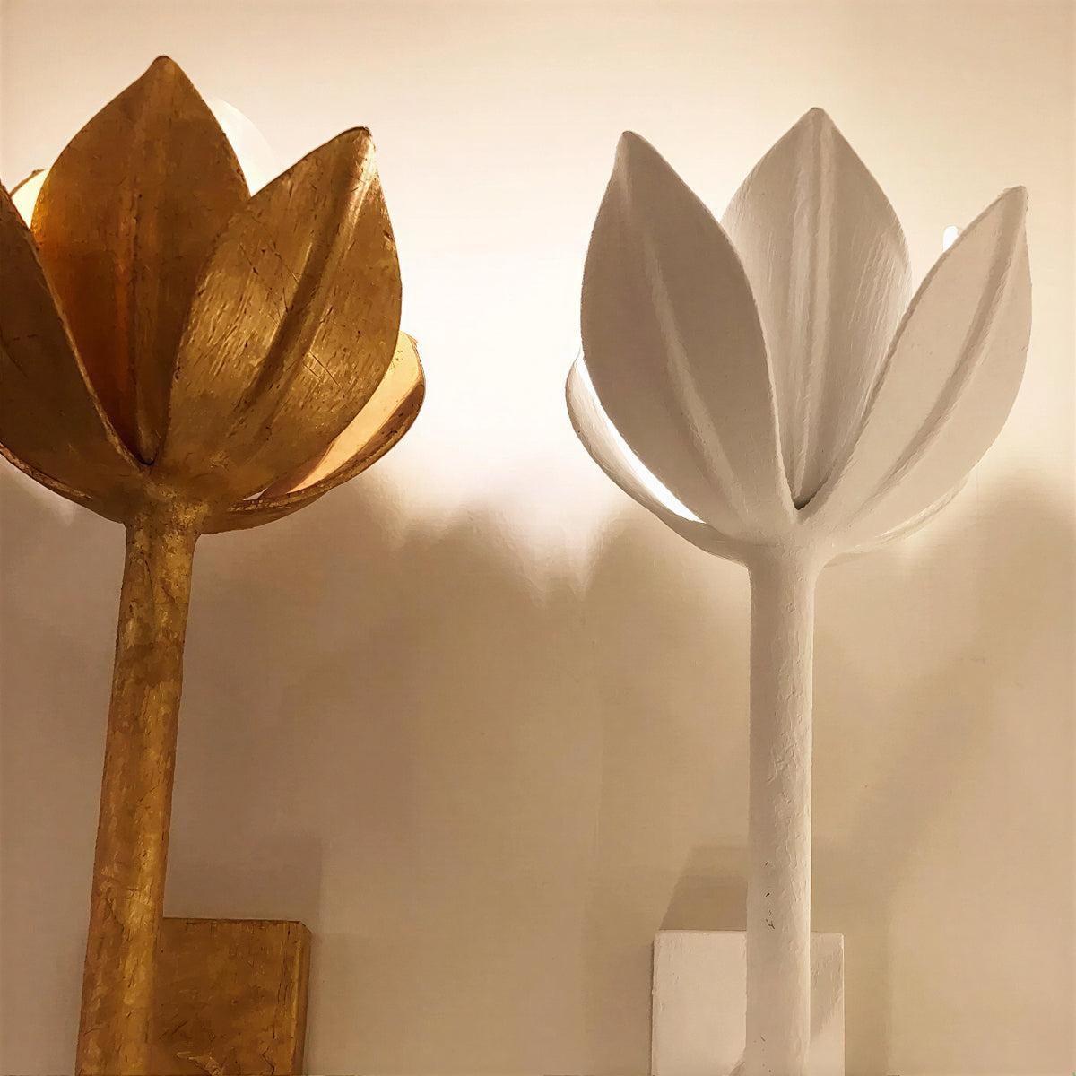 Art Deco Flower Wall Light Featuring Intricate Sculptural Floral Petal Design