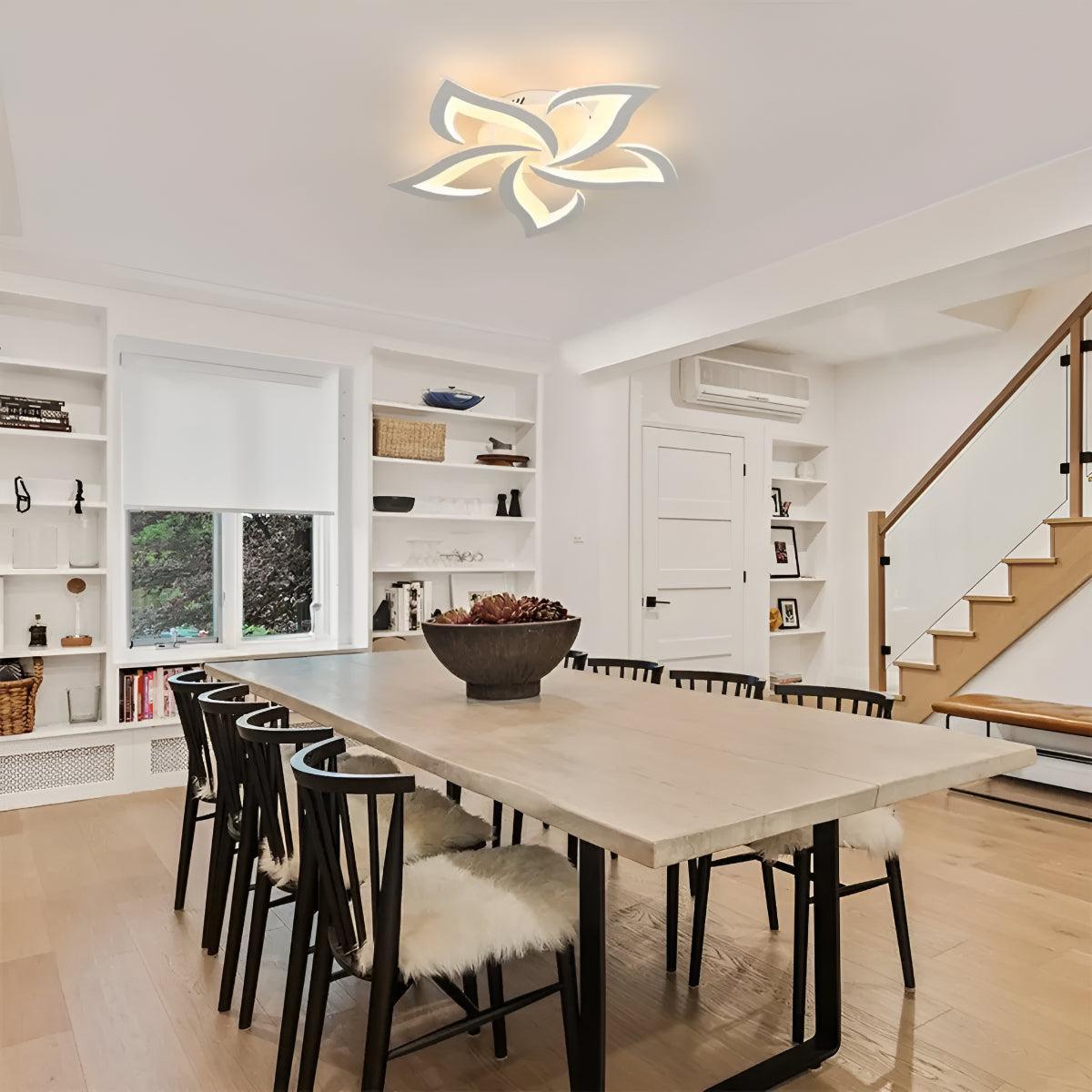 Artistic Contemporary Flush Ceiling Light With Modern Flower Design