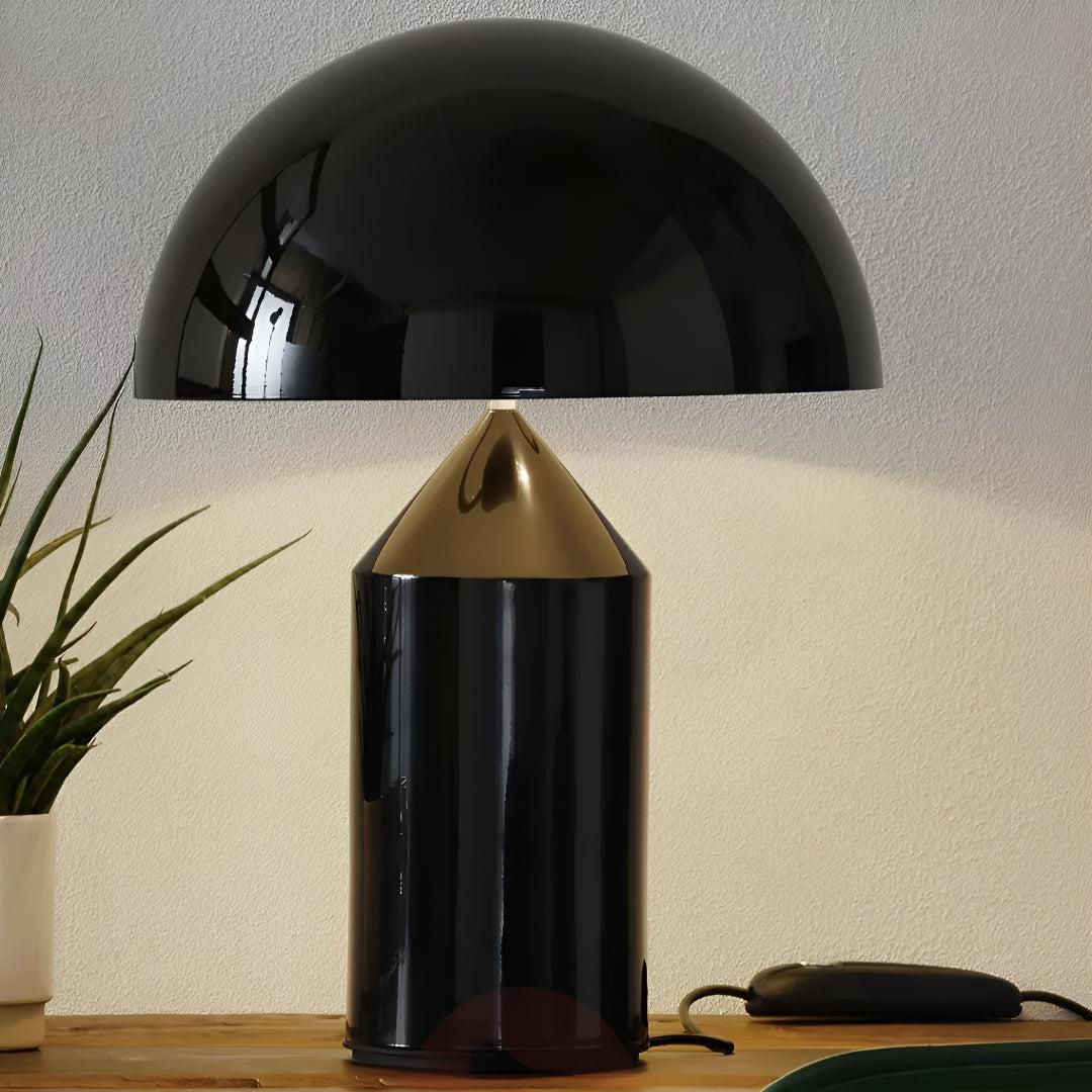 Atollo Bedside Metal Table Lamp With Modern Dome Shade