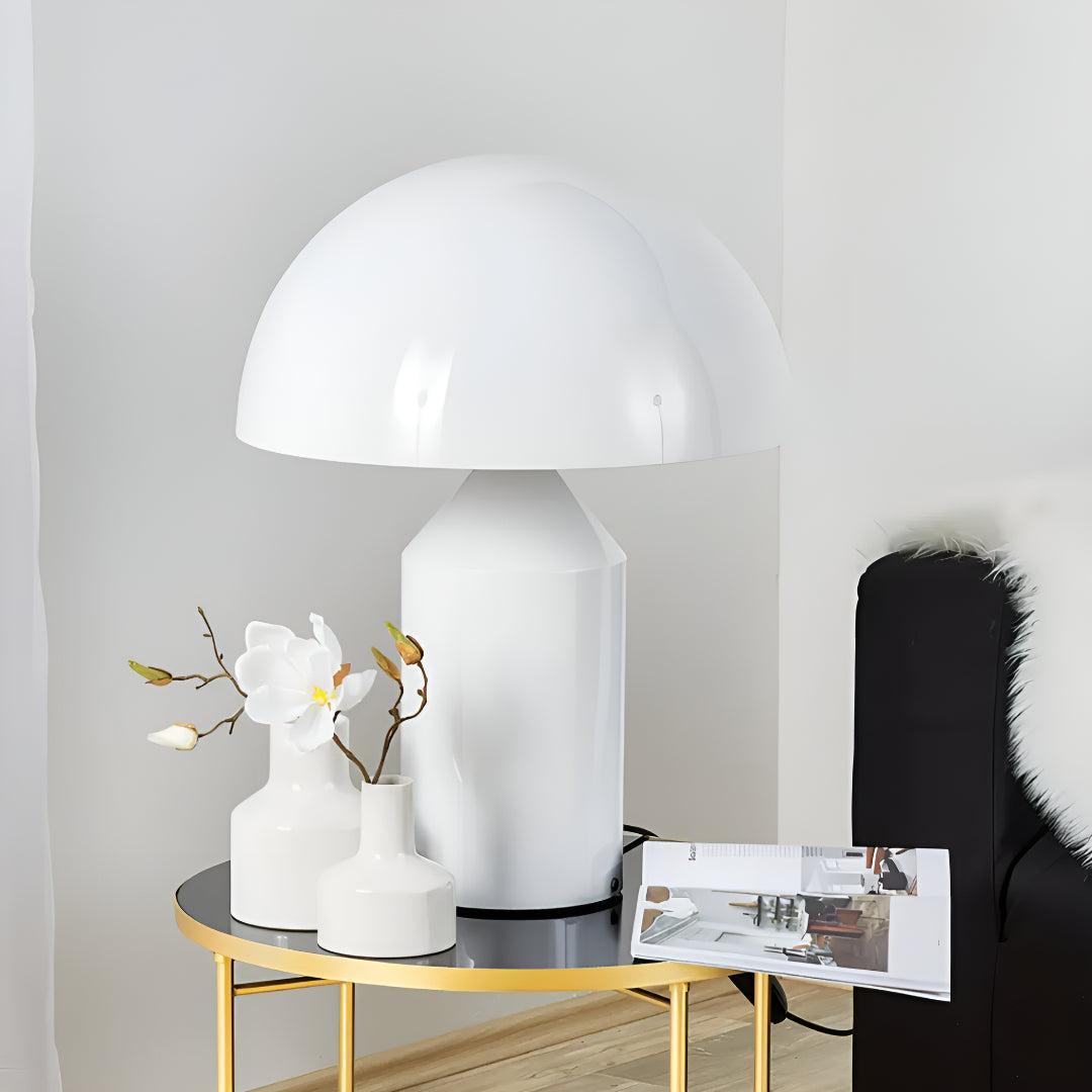 Atollo Bedside Metal Table Lamp With Modern Dome Shade