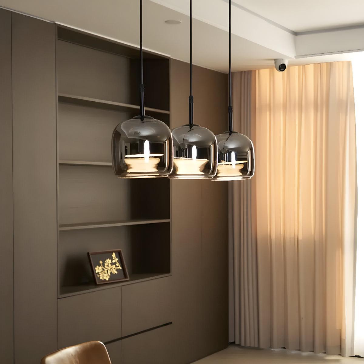 Black Glass Shade Pendant Light With Modern Design