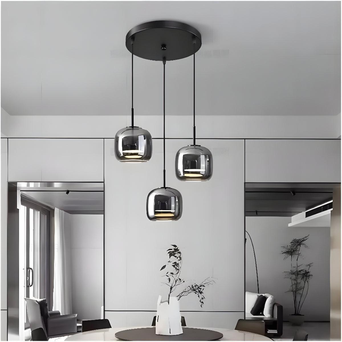 Black Glass Shade Pendant Light With Modern Design