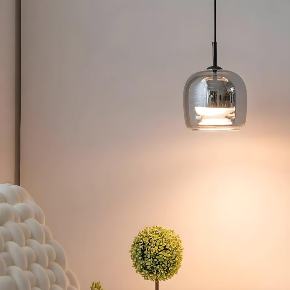 Black Glass Shade Pendant Light With Modern Design