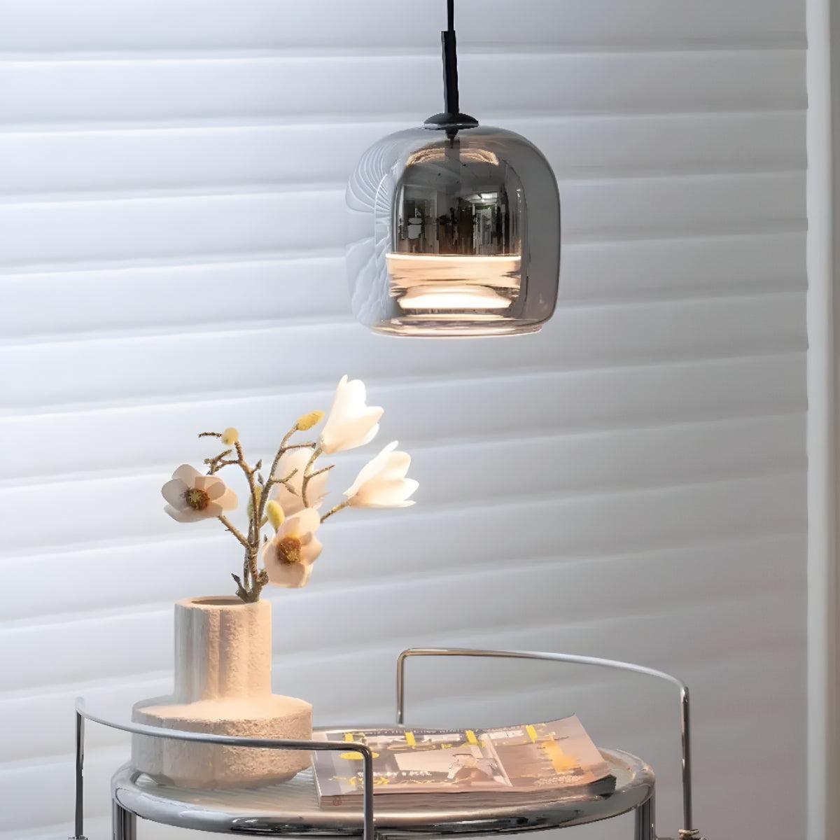Black Glass Shade Pendant Light With Modern Design