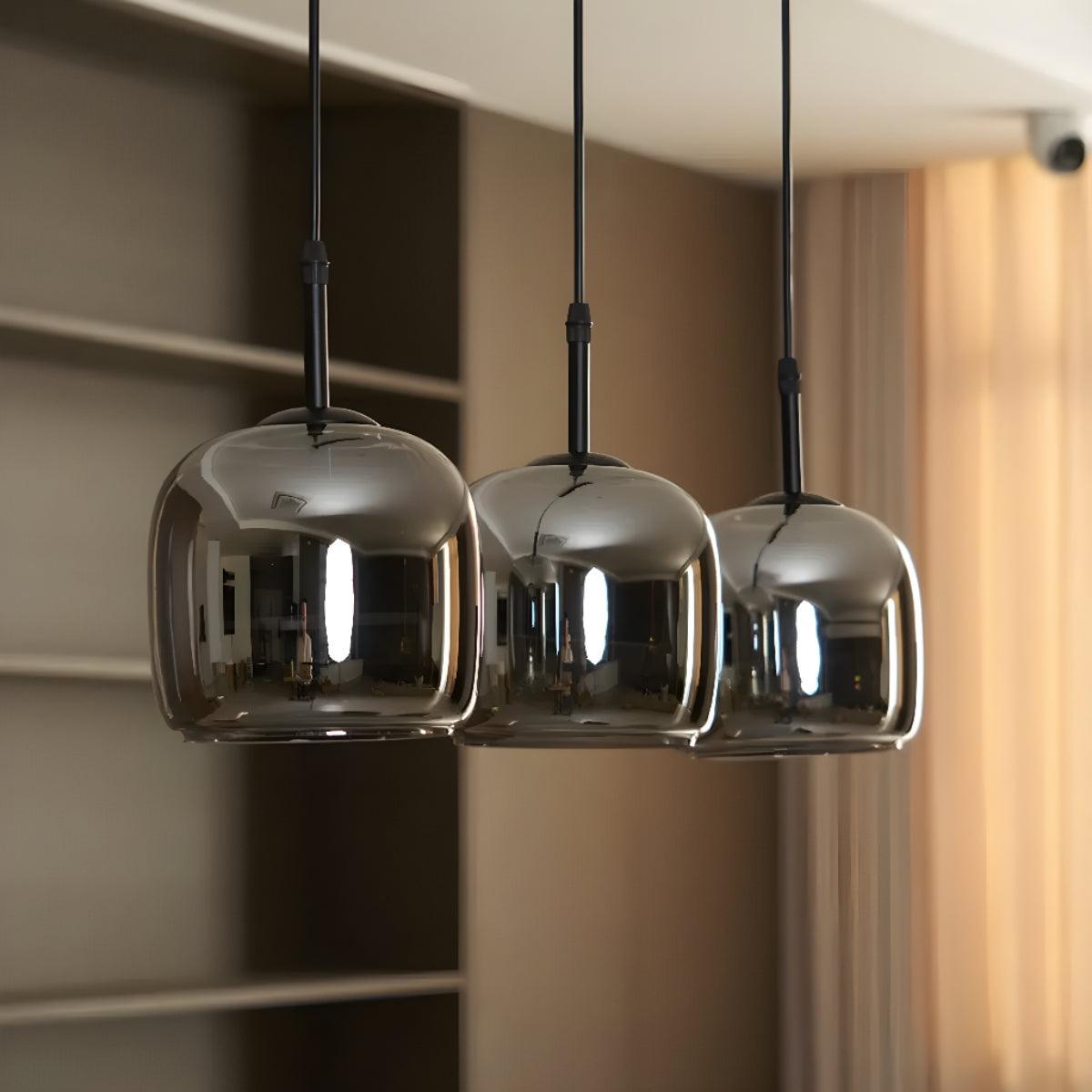 Black Glass Shade Pendant Light With Modern Design
