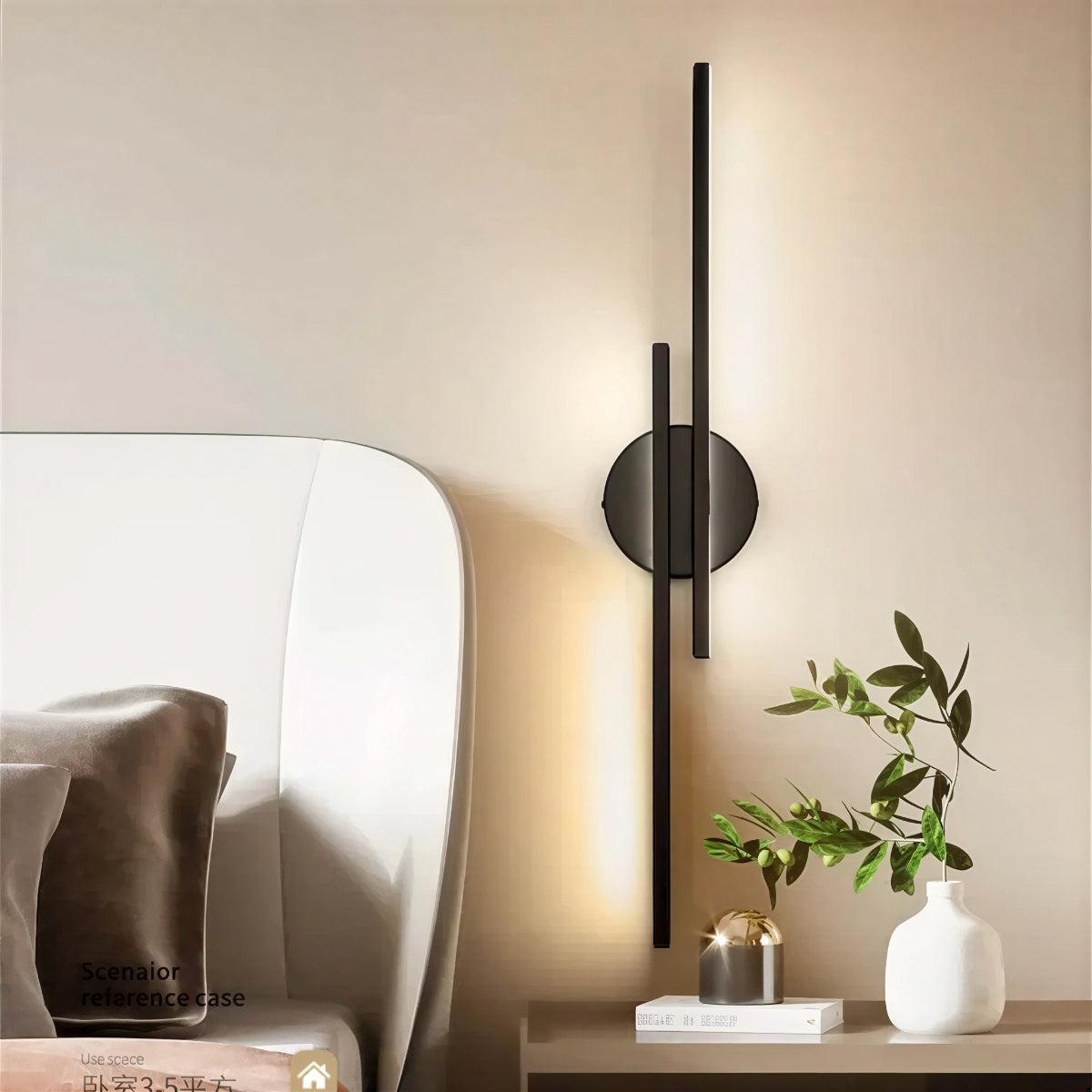 Contemporary Decorative Nordic Bedroom Wall Lighting With Vertical Linear Disc Design