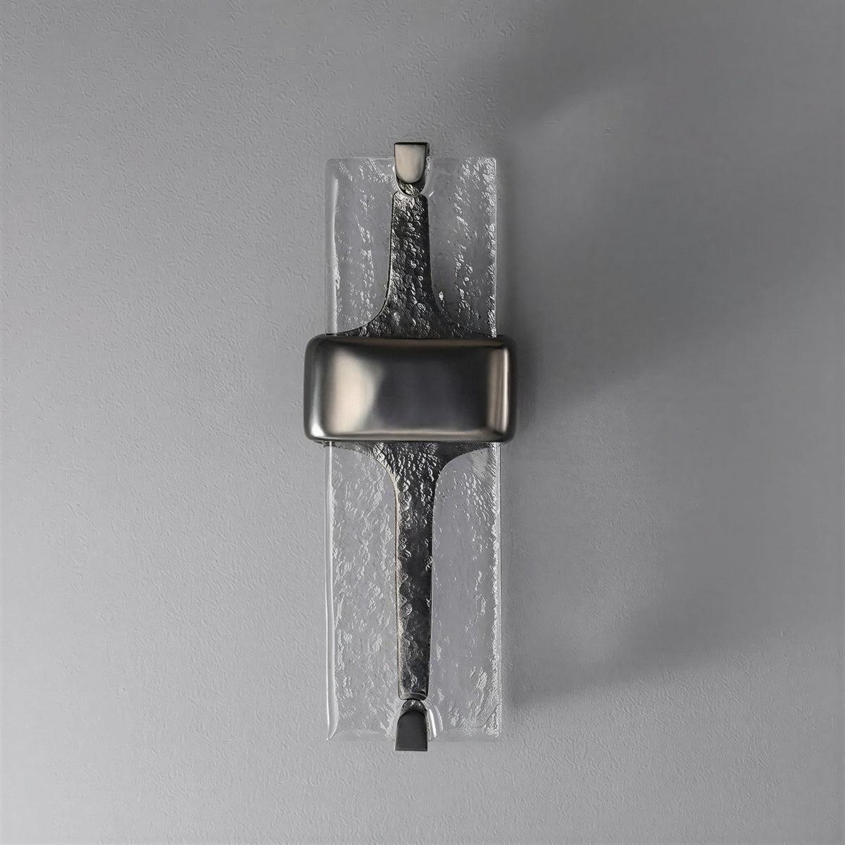 Contemporary Torch Styled Wall Light Sconce With Serrated Glass and Warm Glow