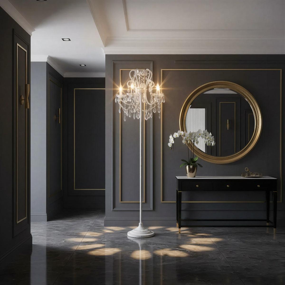 Crystal Floor Lamp For Living Room With Ornate Design