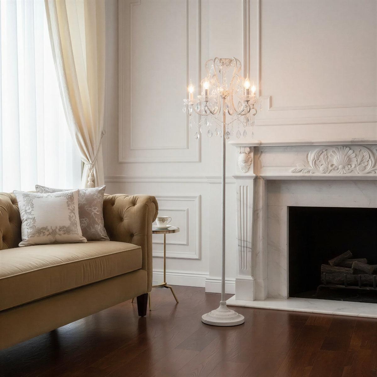 Crystal Floor Lamp For Living Room With Ornate Design