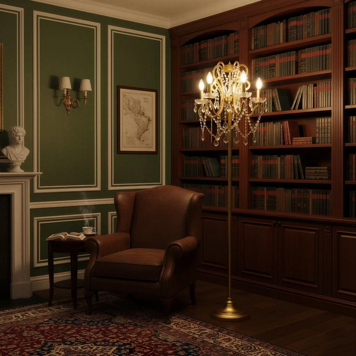 Crystal Floor Lamp For Living Room With Ornate Design