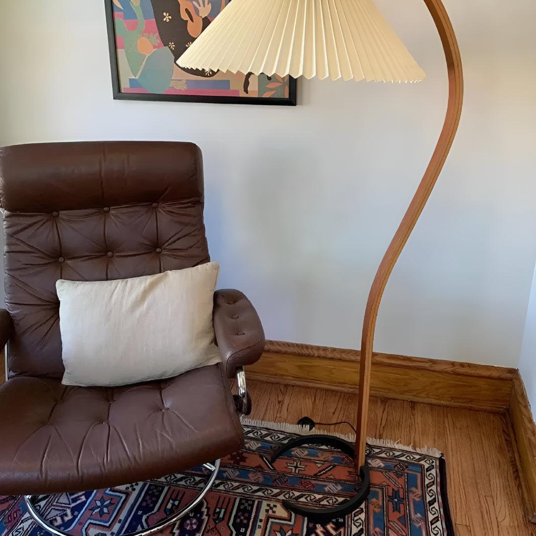 Curved Floor Lamp With Shade For Modern Interiors