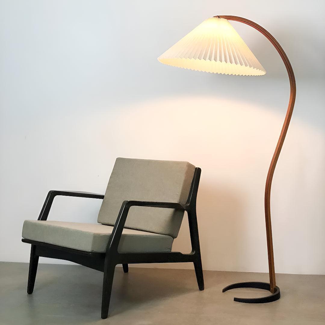 Curved Floor Lamp With Shade For Modern Interiors