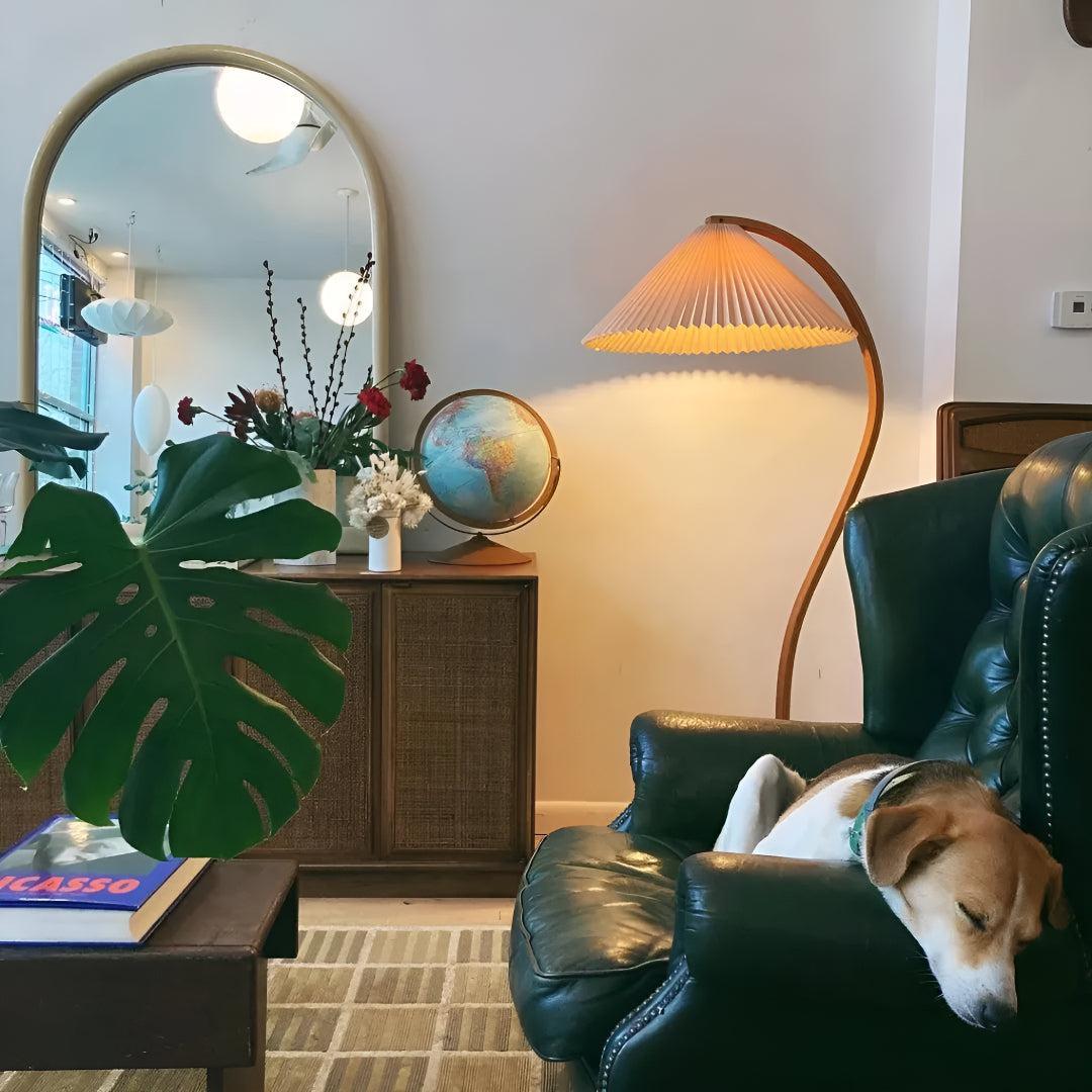 Curved Floor Lamp With Shade For Modern Interiors