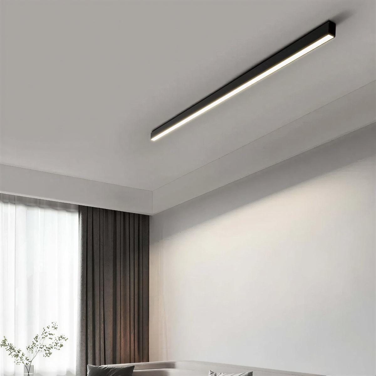 Elongated Linear Flush Ceiling Light With Bar Design