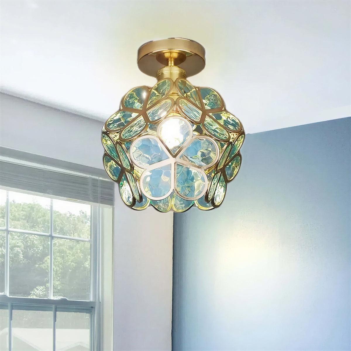 Floral Style Semi Flush Flower Ceiling Light