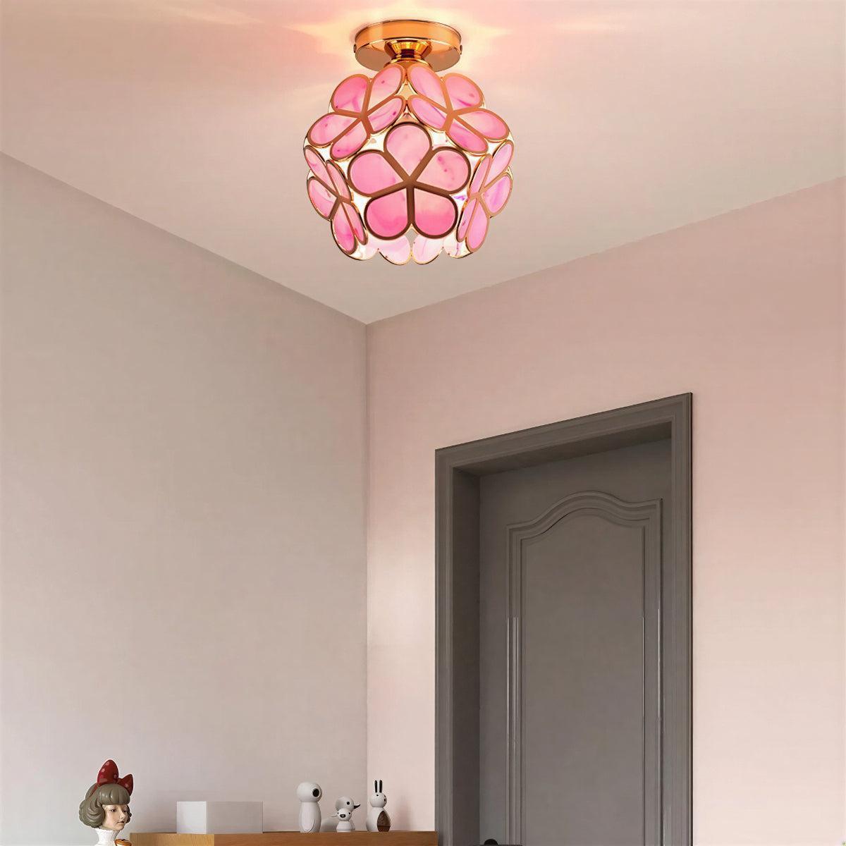 Floral Style Semi Flush Flower Ceiling Light