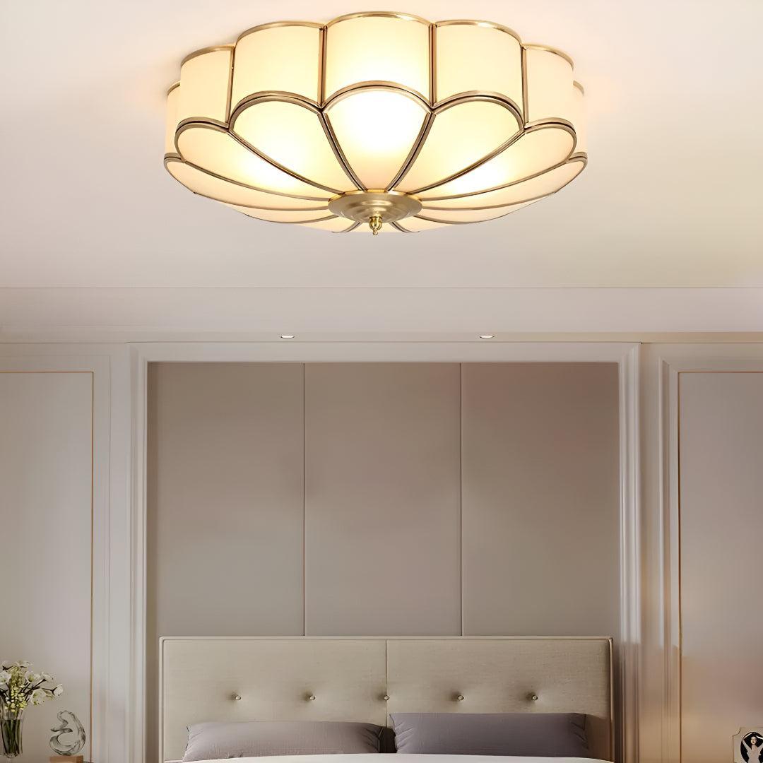 Flush Flower Shape Glass Recessed Ceiling Light With Decorative Design