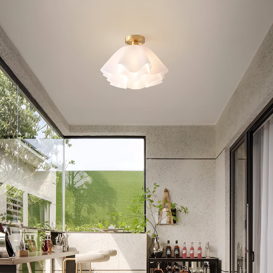 Gailon Flush Ceiling Light with Modern Pleated Shade