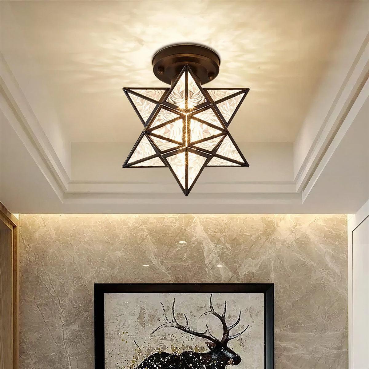 Geometric Star Styled Semi Flush Ceiling Light