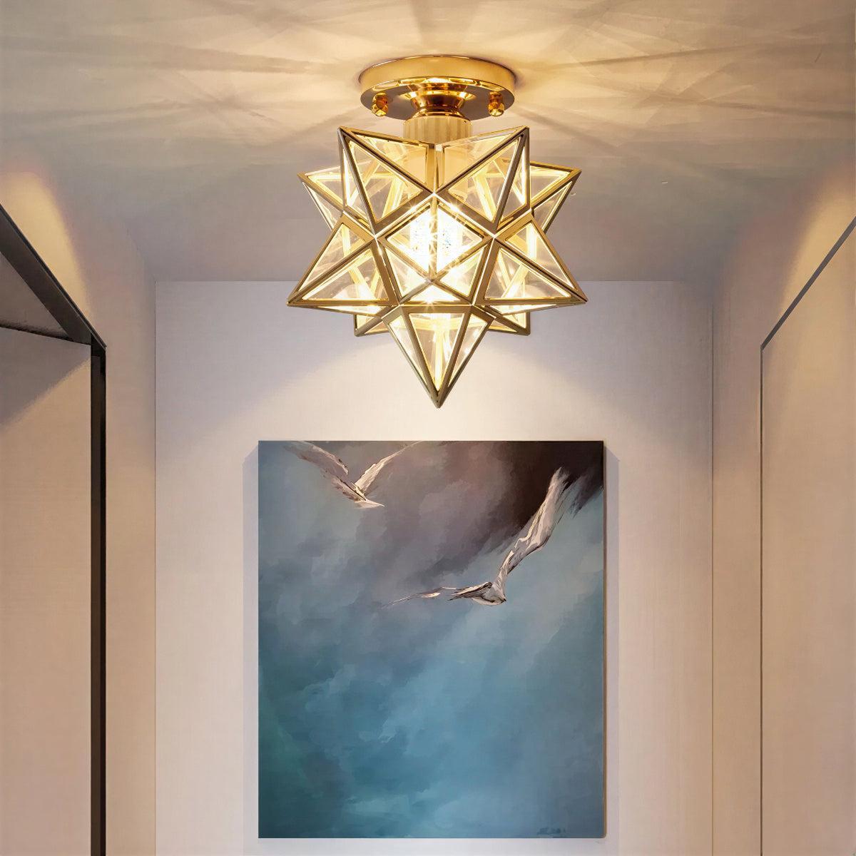 Geometric Star Styled Semi Flush Ceiling Light