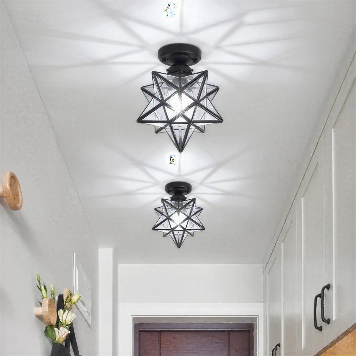 Geometric Star Styled Semi Flush Ceiling Light